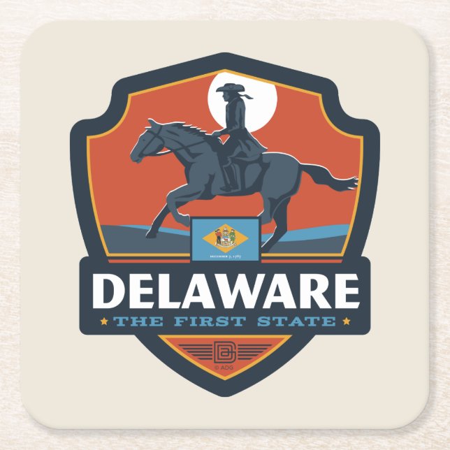 Dessous-de-verre Carré En Papier Fierté de l'État | Delaware (Devant)