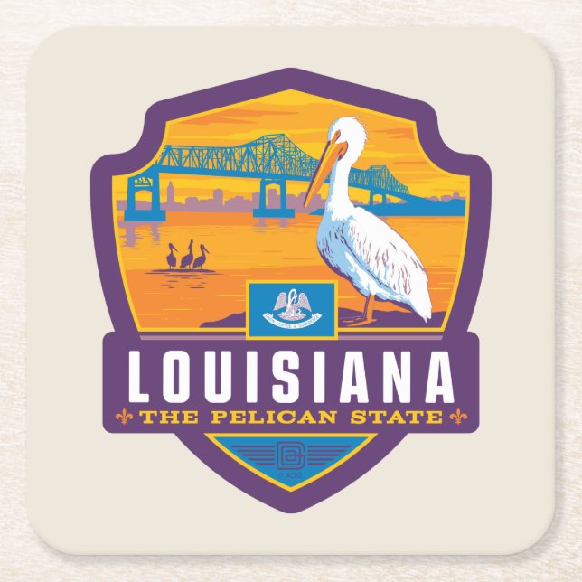 Dessous-de-verre Carré En Papier Fierté de l'État | Louisiane (Devant)