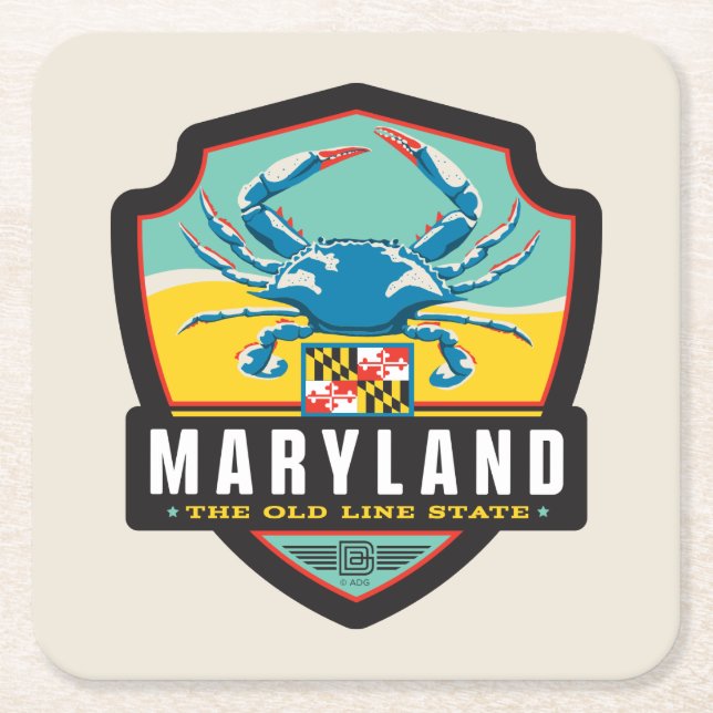 Dessous-de-verre Carré En Papier Fierté de l'État | Maryland (Devant)