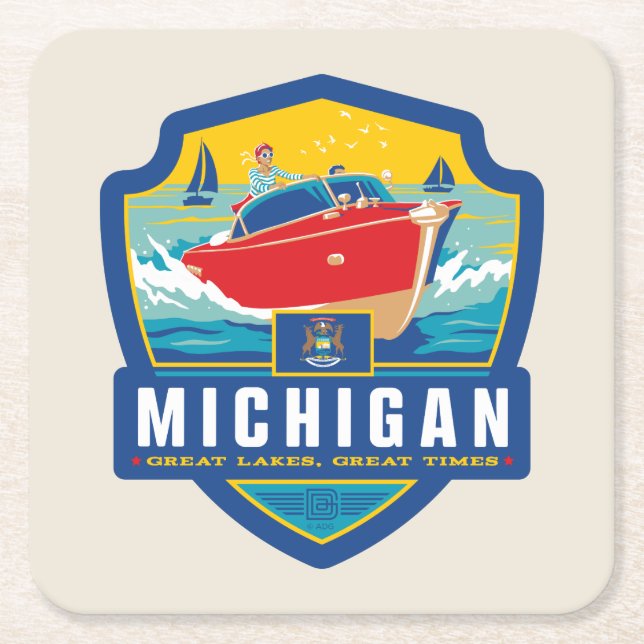 Dessous-de-verre Carré En Papier Fierté de l'État | Michigan (Devant)