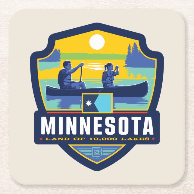 Dessous-de-verre Carré En Papier Fierté de l'État | Minnesota (Devant)