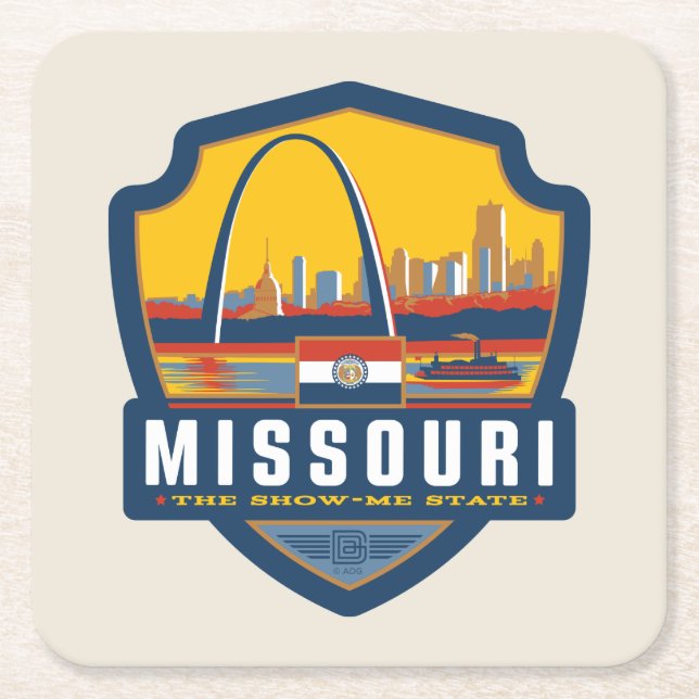 Dessous-de-verre Carré En Papier Fierté de l'État | Missouri (Devant)