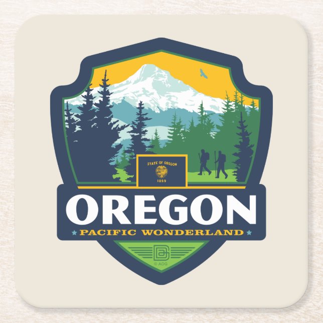 Dessous-de-verre Carré En Papier Fierté de l'État | Oregon (Devant)