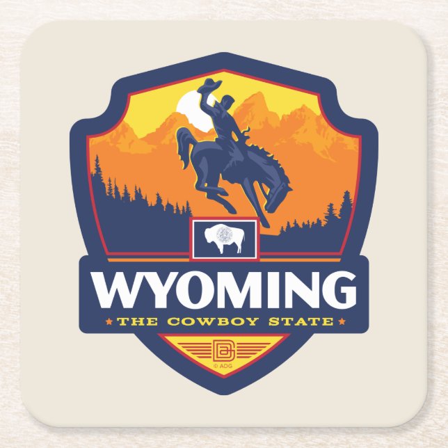 Dessous-de-verre Carré En Papier Fierté de l'État | Wyoming (Devant)