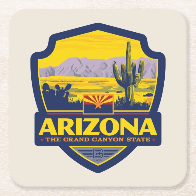 Dessous-de-verre Carré En Papier Fierté d'État| Arizona 2 (Devant)