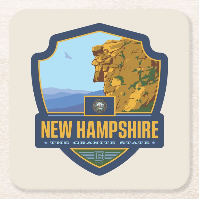 Dessous-de-verre Carré En Papier Fierté d'État| New Hampshire (Devant)