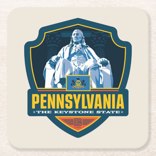 Dessous-de-verre Carré En Papier Fierté d'État| Pennsylvanie (Devant)