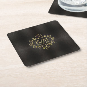 Dessous-de-verre Carré En Papier Fine Filigree Or Wedding ID871