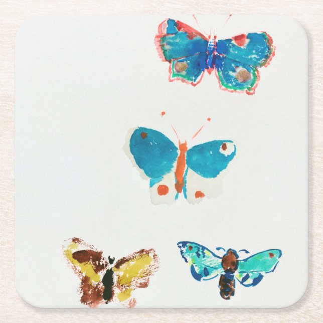 Dessous-de-verre Carré En Papier Five Butterflies (Devant)