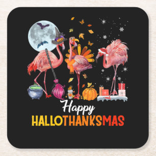 Dessous-de-verre Carré En Papier Flamant rose Flamant rose Thanksgiving Halloween N