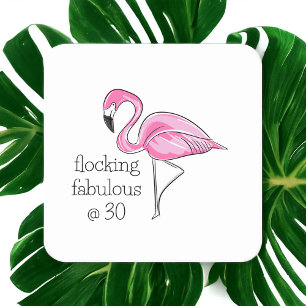 Dessous-de-verre Carré En Papier Flamant rose rose flocage fabuleux à trente