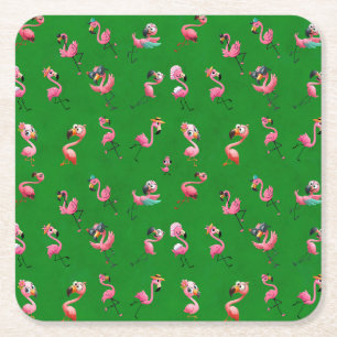 Dessous-de-verre Carré En Papier Flamants roses