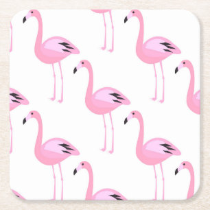 Dessous-de-verre Carré En Papier Flamants roses roses 2 2