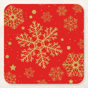 Dessous-de-verre Carré En Papier Flèche dorée sur rouge