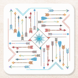 Dessous-de-verre Carré En Papier Flèches Boho et Sun V11 Sq ID748