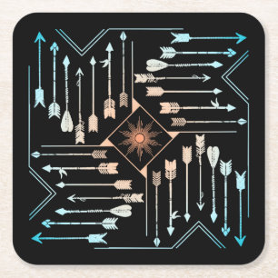 Dessous-de-verre Carré En Papier Flèches Boho et Sun V1 ID748