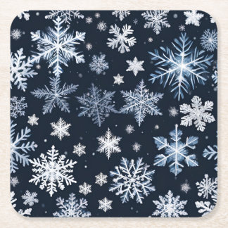 Dessous-de-verre Carré En Papier Flèches de neige Design hiver Bleu froid mou
