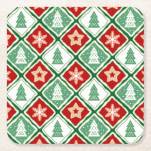 Dessous-de-verre Carré En Papier Flèches de Noël et arbres de Noël
