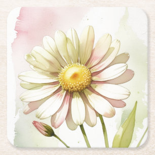 Dessous-de-verre Carré En Papier Fleur Aquarelle Daisy Moderne Professionnelle