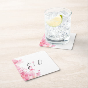 Dessous-de-verre Carré En Papier Fleur aquarelle rose