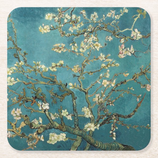 Dessous-de-verre Carré En Papier Fleur d'amande (Devant)