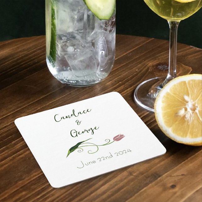 Dessous-de-verre Carré En Papier Fleur de tulipe rose (Créateur téléchargé)