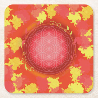 Dessous-de-verre Carré En Papier fleur de vie, rose, fleur, naturel, sacrée