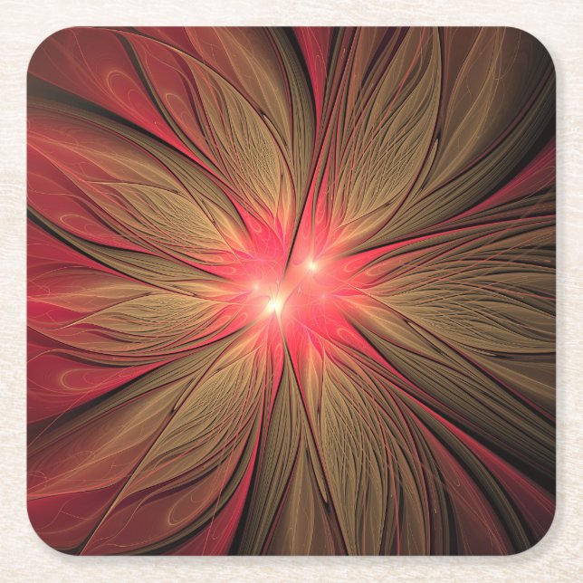 Dessous-de-verre Carré En Papier Fleur fractale de fansy rouge (Devant)