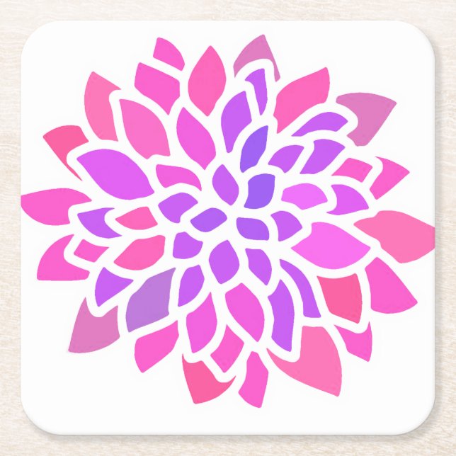 Dessous-de-verre Carré En Papier Fleur Hippie rose Rétro Moderne (Devant)