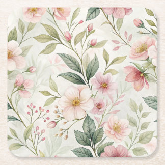 Dessous-de-verre Carré En Papier Fleur motif rose pastel mignon
