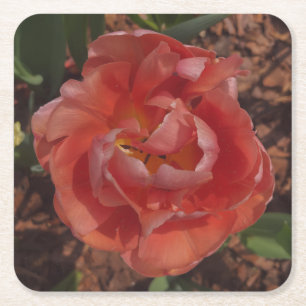 Dessous-de-verre Carré En Papier fleur rouge