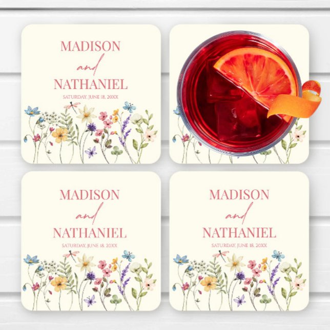 Dessous-de-verre Carré En Papier Fleur sauvage Fleur Fleur Flore Jardin Mariage (Créateur téléchargé)