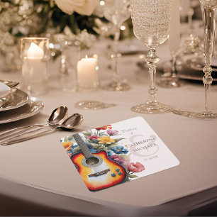 Dessous-de-verre Carré En Papier Fleur sauvage guitare Ampersand Mariage musical