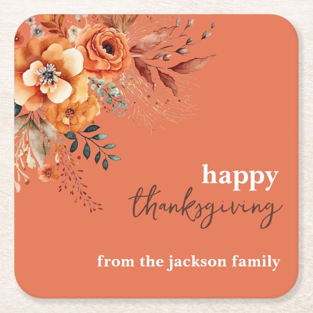 Dessous-de-verre Carré En Papier Fleurs automnales grâces élégant (Devant)