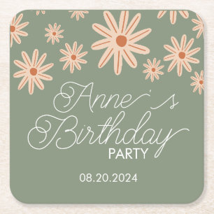 Dessous-de-verre Carré En Papier Fleurs Boho simples Tous les âges Anniversaire