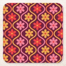 Fleurs colorées rétro sur Motif d'oignon Vintage