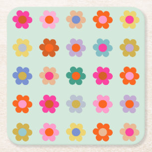 Dessous-de-verre Carré En Papier Fleurs colorées Vintage Floral