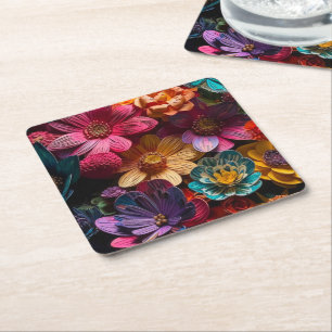 Dessous-de-verre Carré En Papier Fleurs d'art