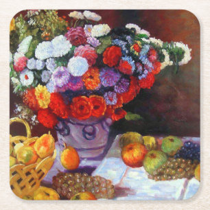 Dessous-de-verre Carré En Papier Fleurs de Monet et fruits