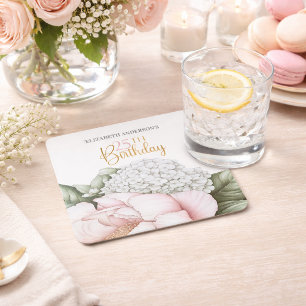 Dessous-de-verre Carré En Papier Fleurs de Paon Rose Fard Anniversaire 25 Ans