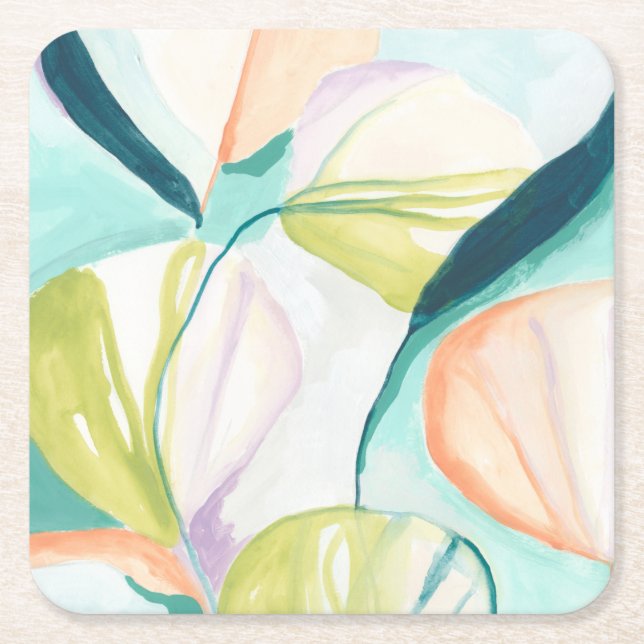Dessous-de-verre Carré En Papier Fleurs de ventilateur IV (Devant)