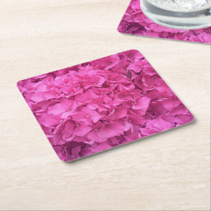 Dessous-de-verre Carré En Papier Fleurs d'hortensia rose vif