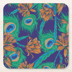 Dessous-de-verre Carré En Papier Fleurs et plumes