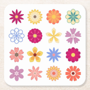 Dessous-de-verre Carré En Papier Fleurs florales, Fleurs Vintages, Jardin Floral