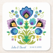 Fleurs folkloriques polonaises dessous de verre en