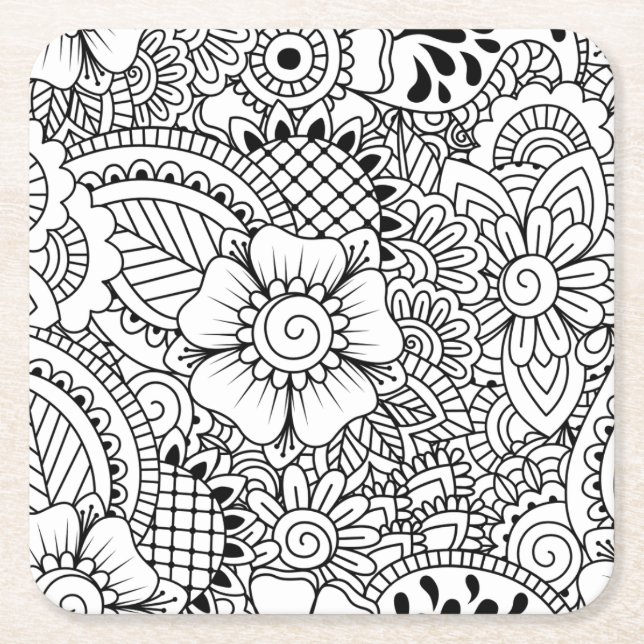 Dessous-de-verre Carré En Papier Fleurs inspirées (Devant)