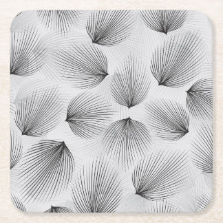 Dessous-de-verre Carré En Papier Fleurs noires Abstraites : Elégance Grise.