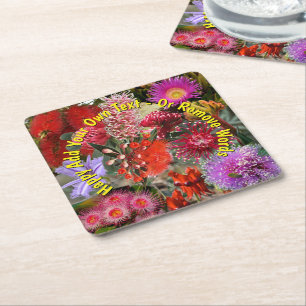 Dessous-de-verre Carré En Papier Fleurs sauvages natives australiennes