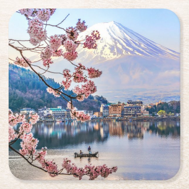 Dessous-de-verre Carré En Papier Fleurs | Spring Cherry Blossoms Japon (Devant)