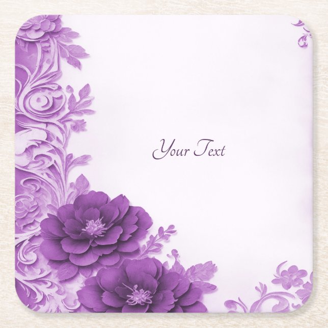 Dessous-de-verre Carré En Papier Fleurs violettes Dessous de verre de papier fleuri (Devant)
